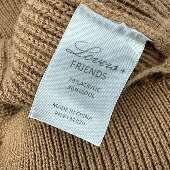 Revolve Lovers + Friends Camel Arlington One Shoulder Distressed Sweater Medium - Picture 11 of 13